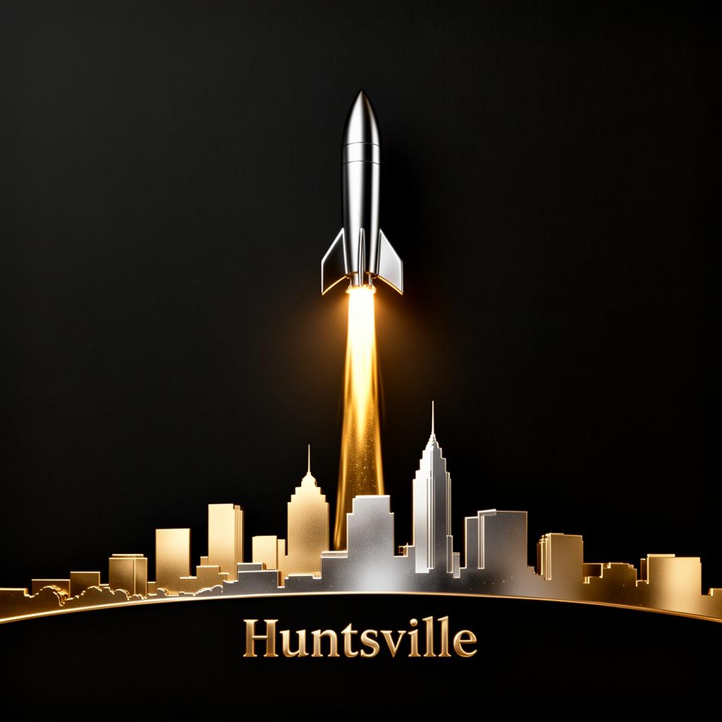 Rocket launching over the Huntsville skyline