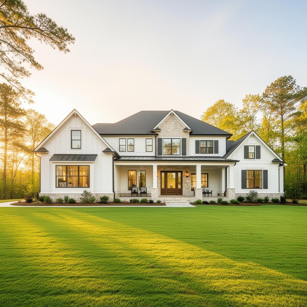 Modern Huntsville home at golden hour