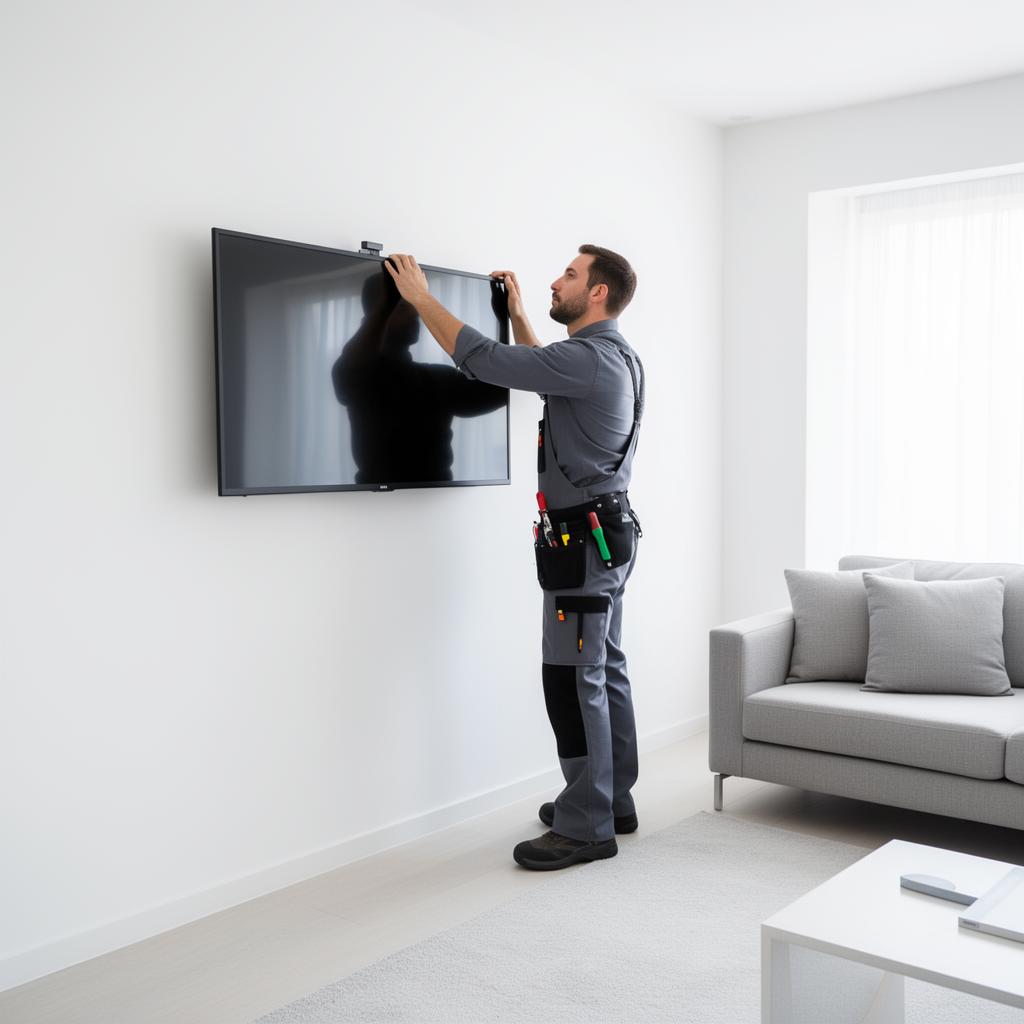 Professional mounting a flat-screen TV